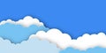 Clouds on blue sky. Vector banner with copyspace. Paper cut style Royalty Free Stock Photo